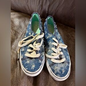 Keds‎ Distressed Denim Lace-Up Sneakers Size 7